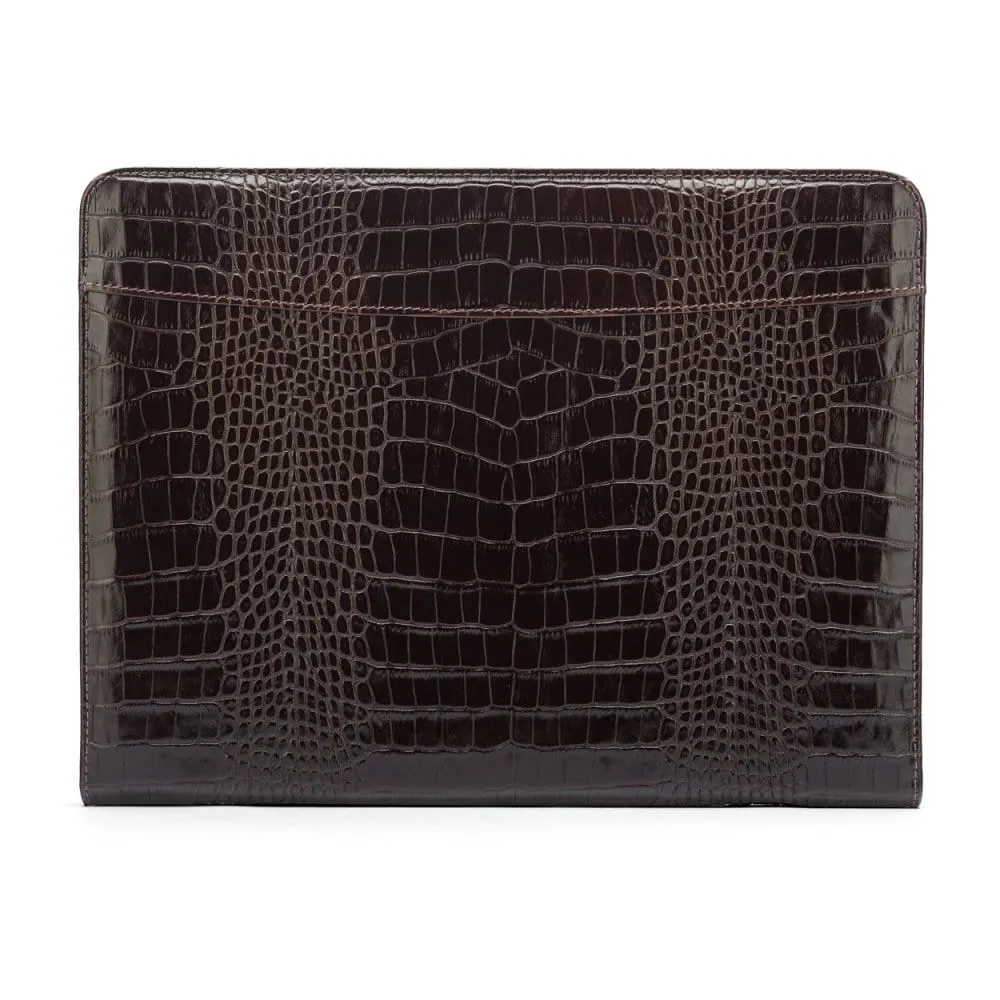 A4 Leather Notepad Folder - Brown Croc