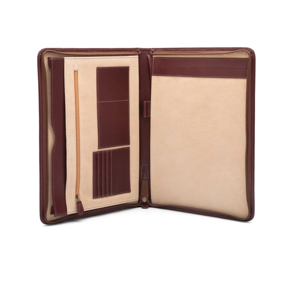 A4 Leather Notepad Folder - Dark Tan