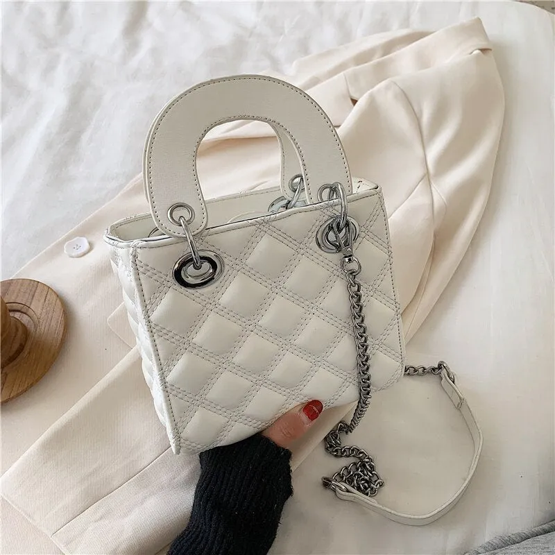 Back to College Elegant Female Lattice Tote bag 2020 Fashion New High quality PU Leather Women's Designer Handbag Chain Shoulder Messenger Bag