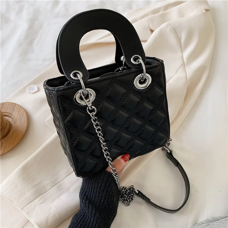 Back to College Elegant Female Lattice Tote bag 2020 Fashion New High quality PU Leather Women's Designer Handbag Chain Shoulder Messenger Bag