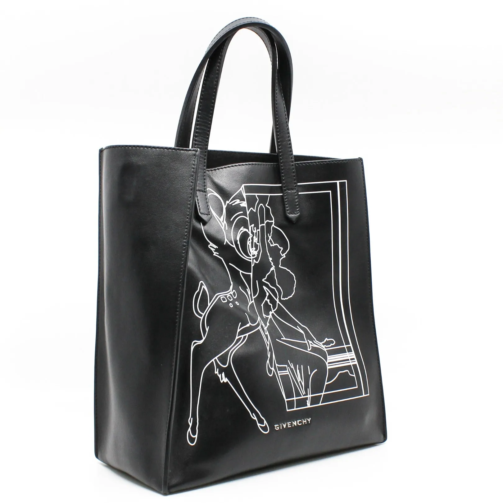 Bambi Print Tote  Calfskin Black