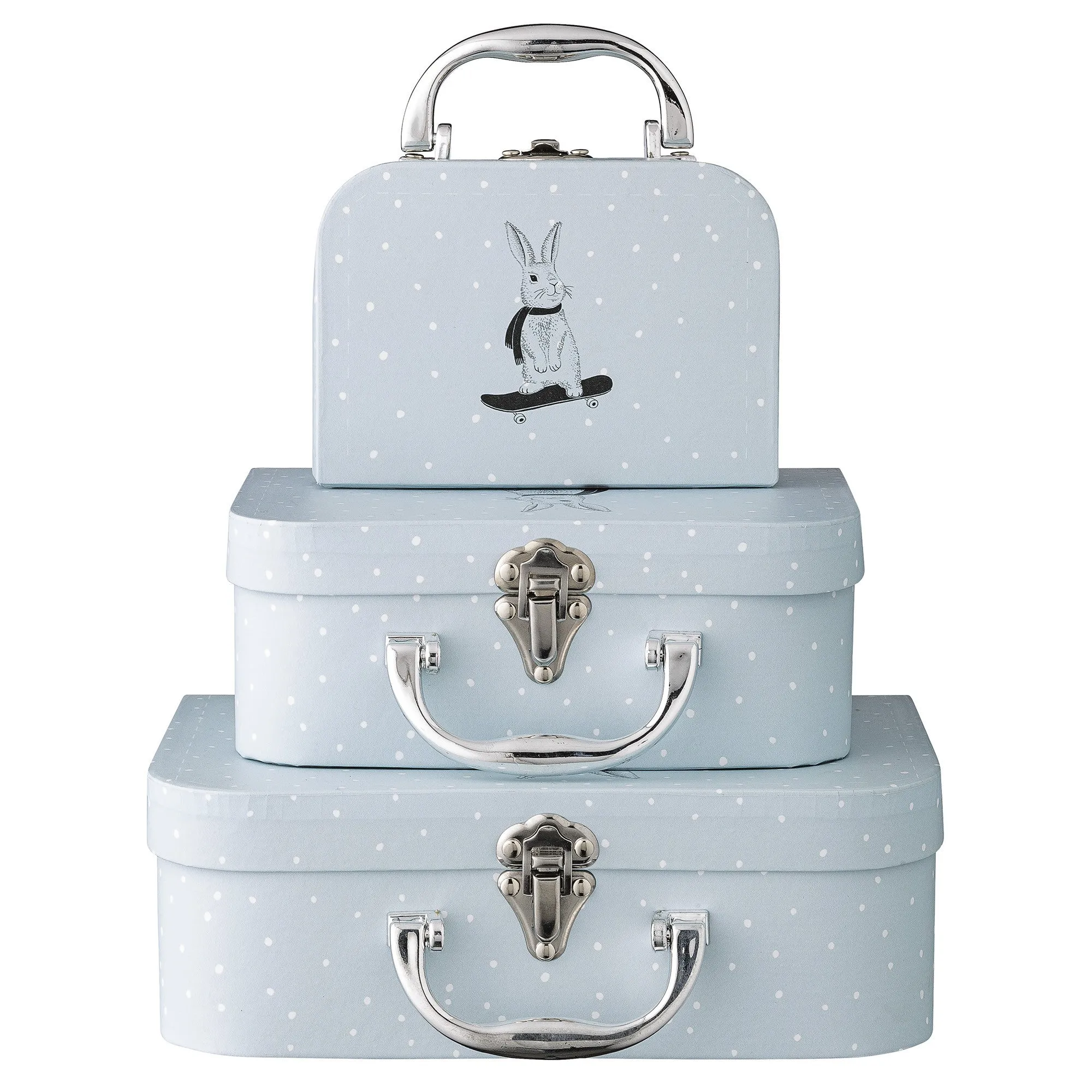 Bloomingville Set of 3 Light Blue Toy Suitcases