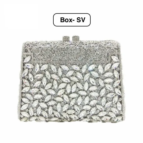 Box-Silver Women Clutch Evening Bag