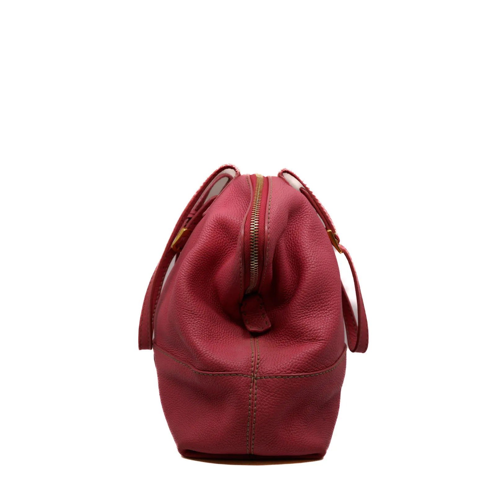 calfskin tote bag in pink red color