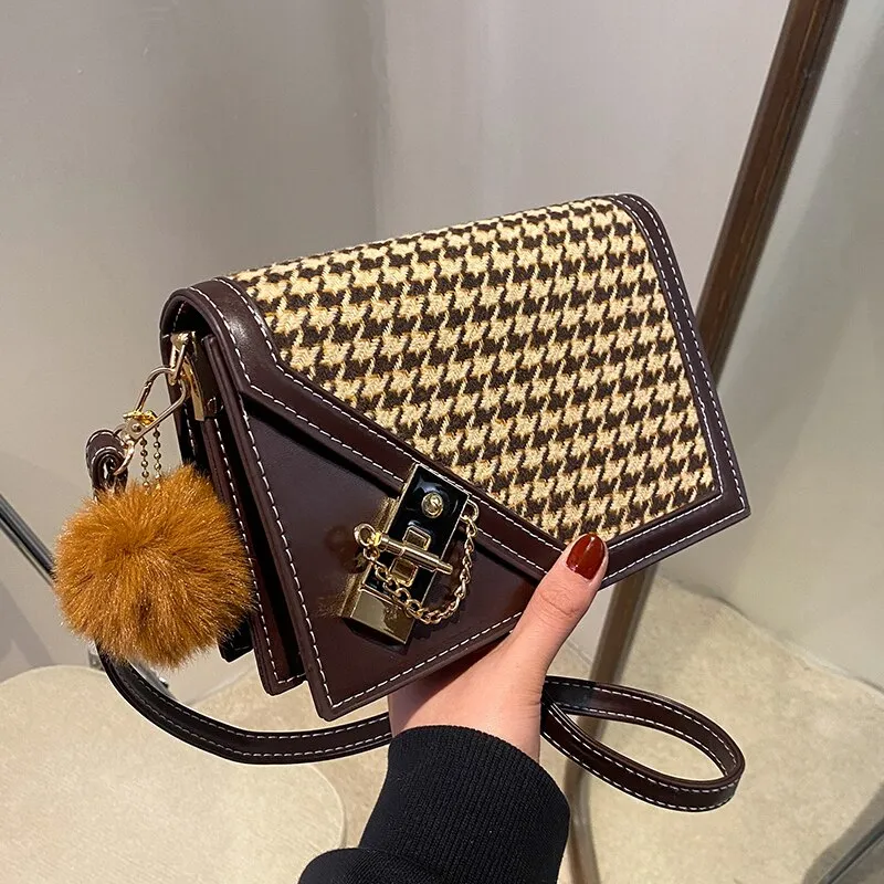 Christmas Gift Autumn/winter Bags 2021 New Female Bag Ins Niche Design Houndstooth Messenger Bag Fashion Square Bag Shoulder Bag