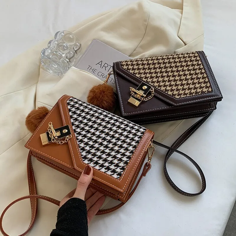 Christmas Gift Autumn/winter Bags 2021 New Female Bag Ins Niche Design Houndstooth Messenger Bag Fashion Square Bag Shoulder Bag