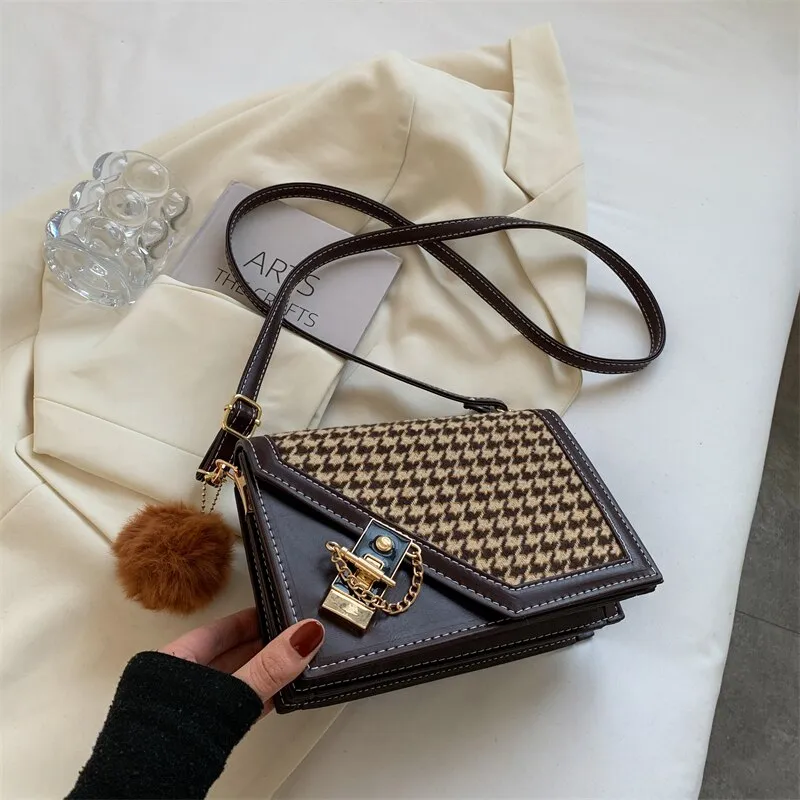 Christmas Gift Autumn/winter Bags 2021 New Female Bag Ins Niche Design Houndstooth Messenger Bag Fashion Square Bag Shoulder Bag