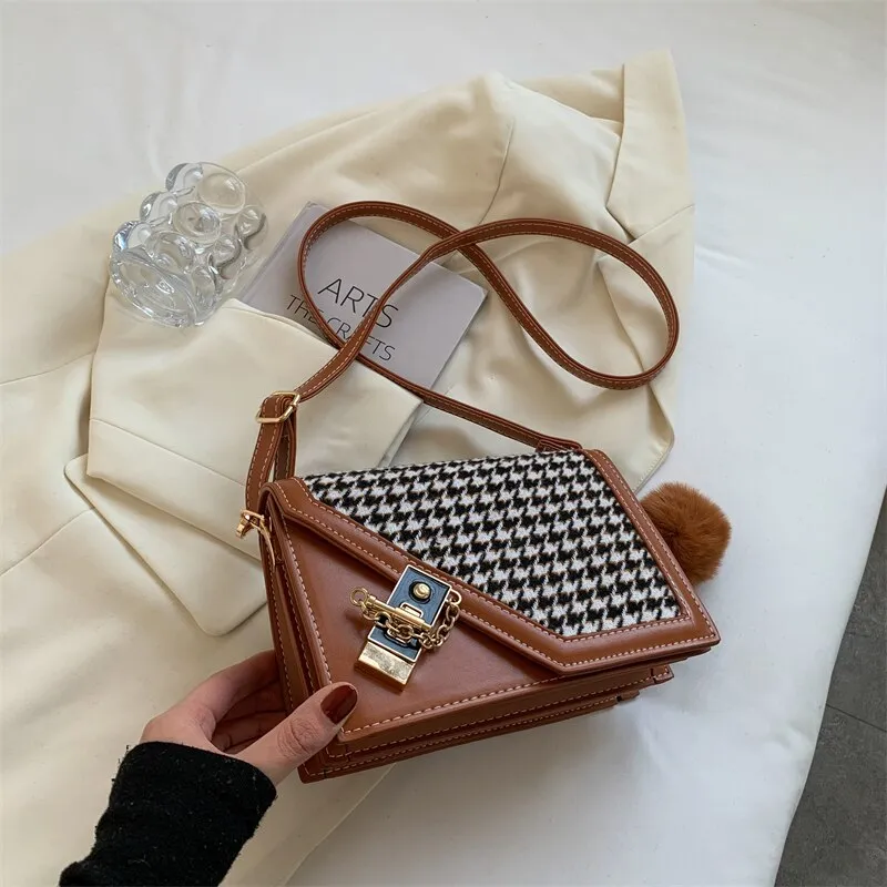 Christmas Gift Autumn/winter Bags 2021 New Female Bag Ins Niche Design Houndstooth Messenger Bag Fashion Square Bag Shoulder Bag