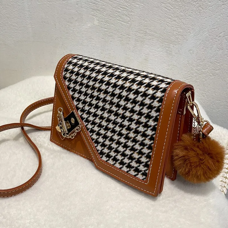 Christmas Gift Autumn/winter Bags 2021 New Female Bag Ins Niche Design Houndstooth Messenger Bag Fashion Square Bag Shoulder Bag