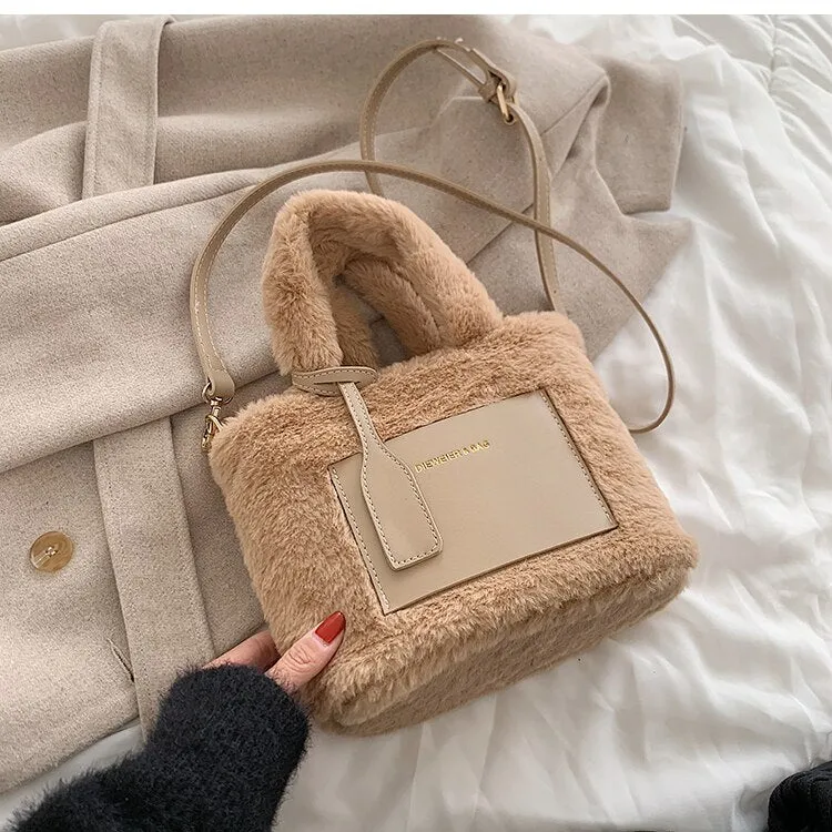 Christmas Gift Plush Bag 2024 New Female Bag Autumn/winter Ins Niche Messenger Bag Fashion Handbag Bucket Bag Shoulder Bag