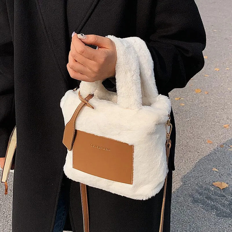 Christmas Gift Plush Bag 2024 New Female Bag Autumn/winter Ins Niche Messenger Bag Fashion Handbag Bucket Bag Shoulder Bag