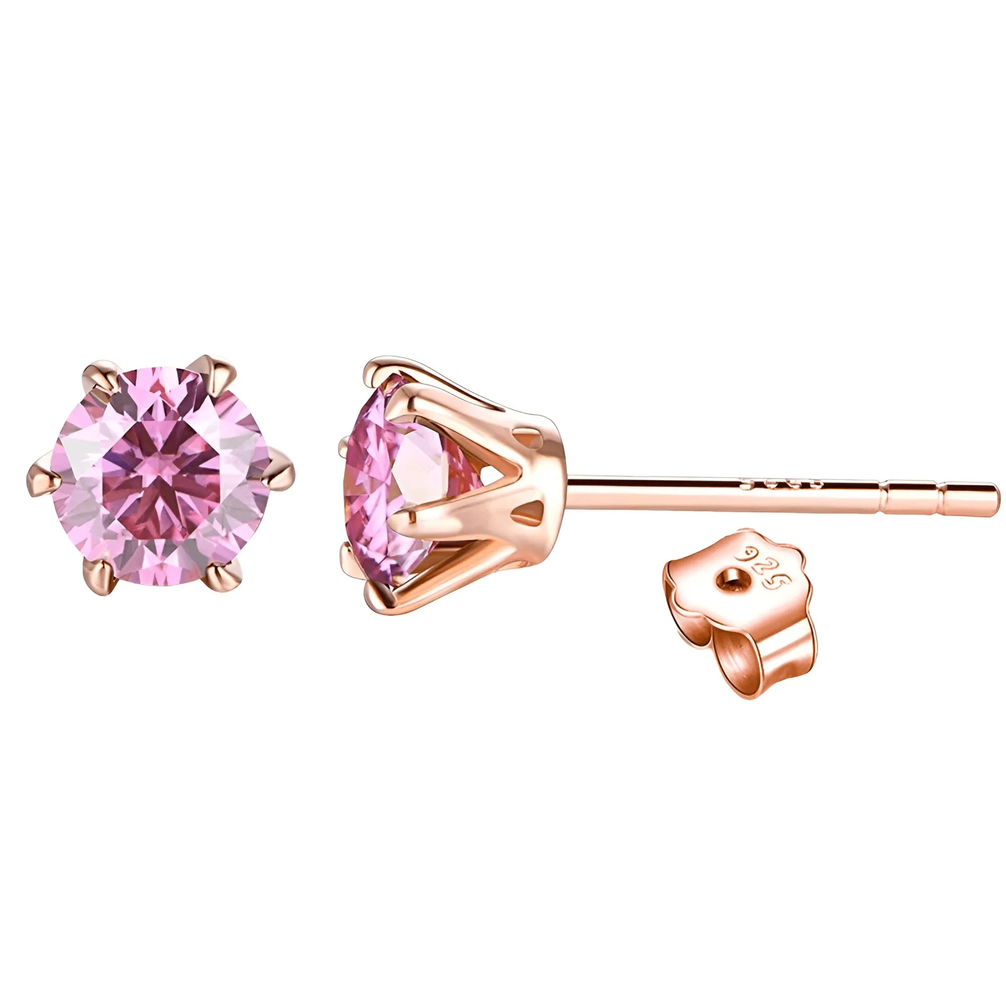 Colored Moissanite Stud Earrings 1ct D Color Ideal Cut Lab Created Diamond 18K Rose Gold Plating Earrings for Women with GRA