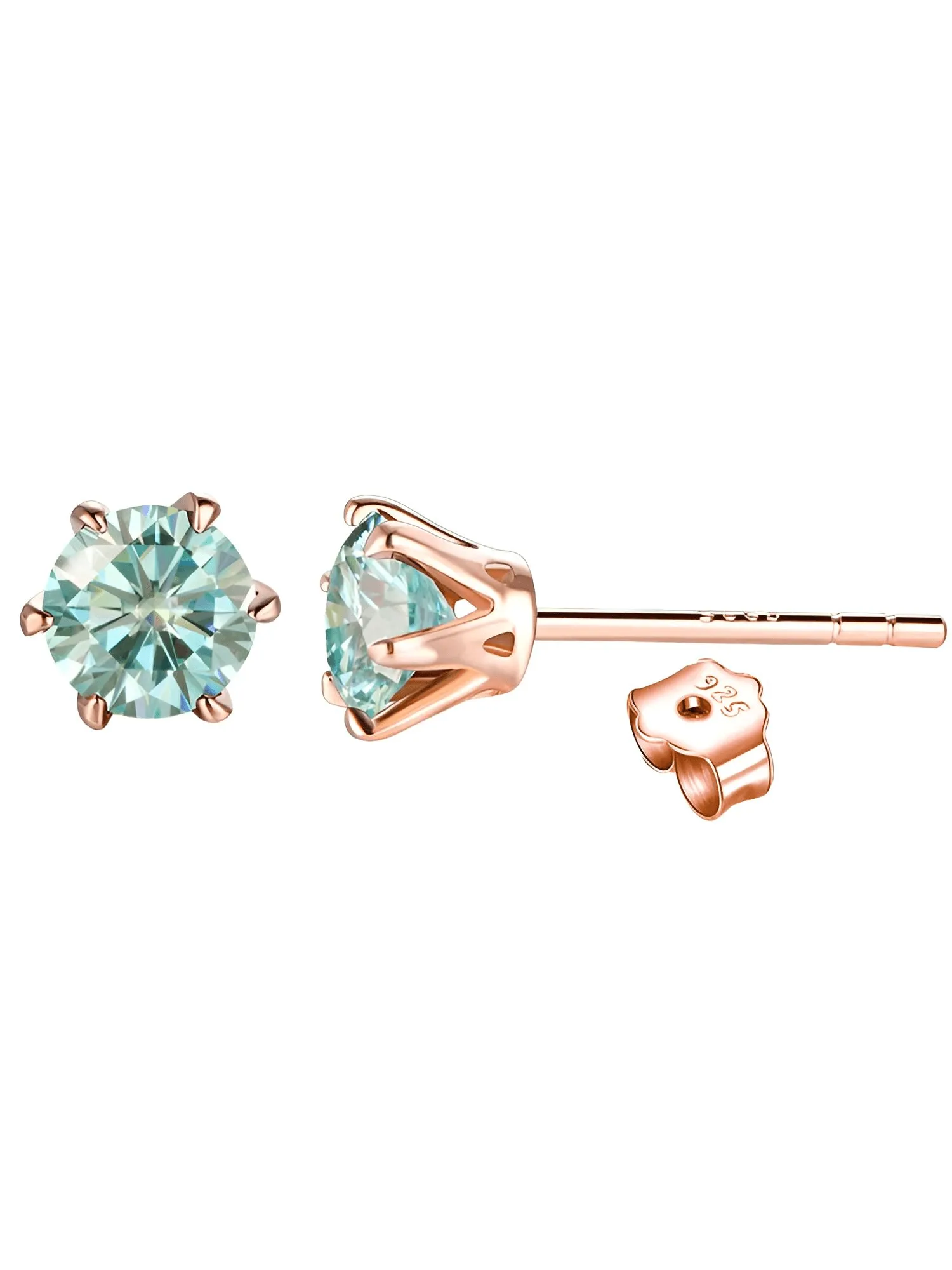 Colored Moissanite Stud Earrings 1ct D Color Ideal Cut Lab Created Diamond 18K Rose Gold Plating Earrings for Women with GRA