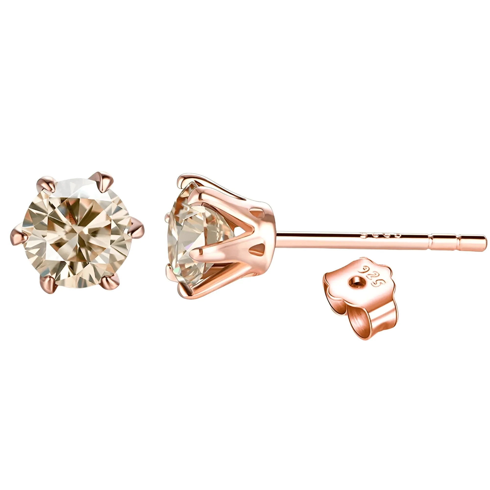 Colored Moissanite Stud Earrings 1ct D Color Ideal Cut Lab Created Diamond 18K Rose Gold Plating Earrings for Women with GRA