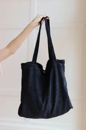 Corduroy Tote in Black