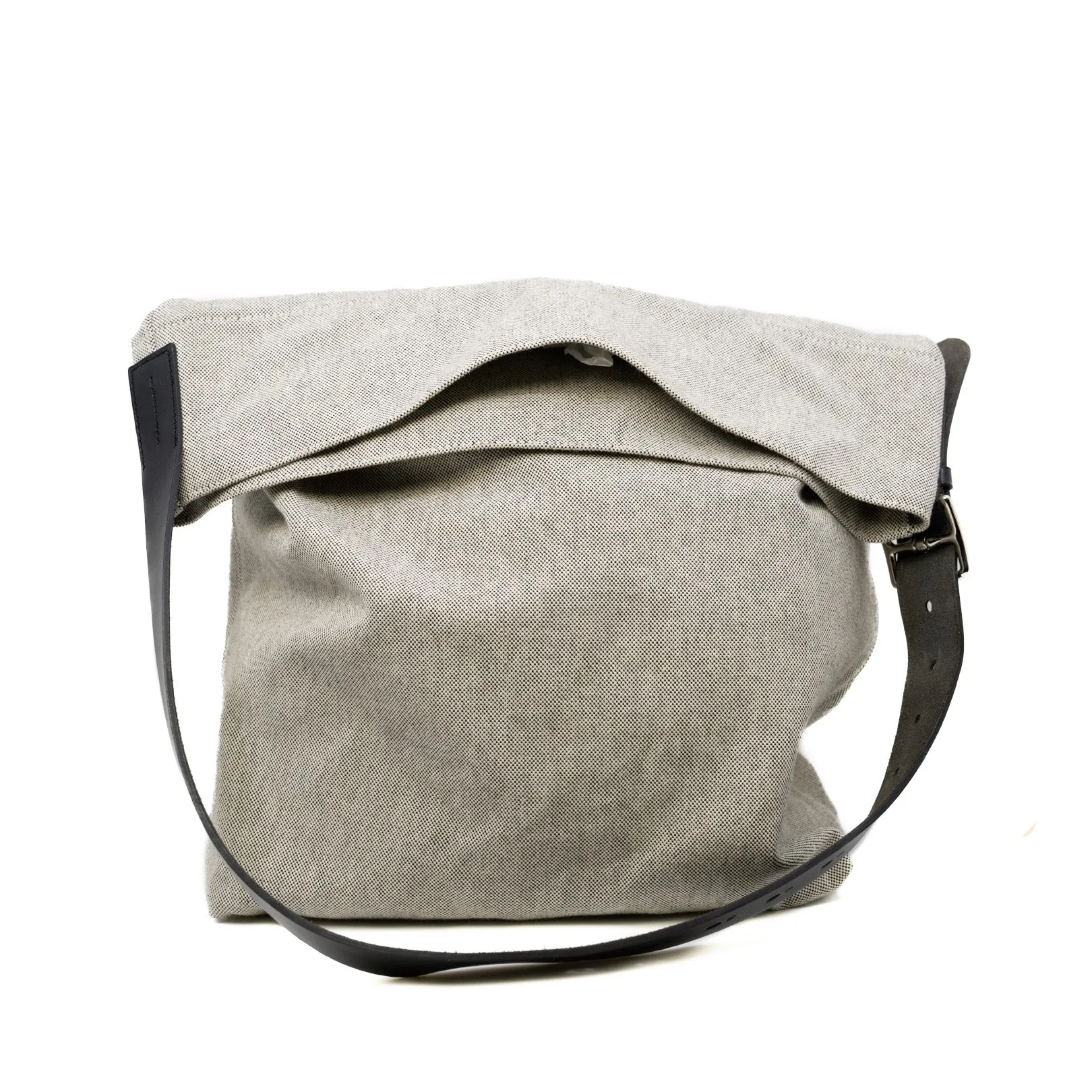 Grey With Black Strap Canvas/Leather Tote Bag PHW