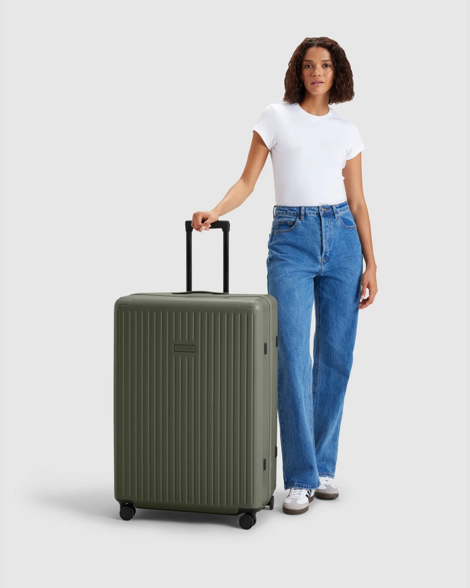 Large Check In Suitcase - Olivine Green