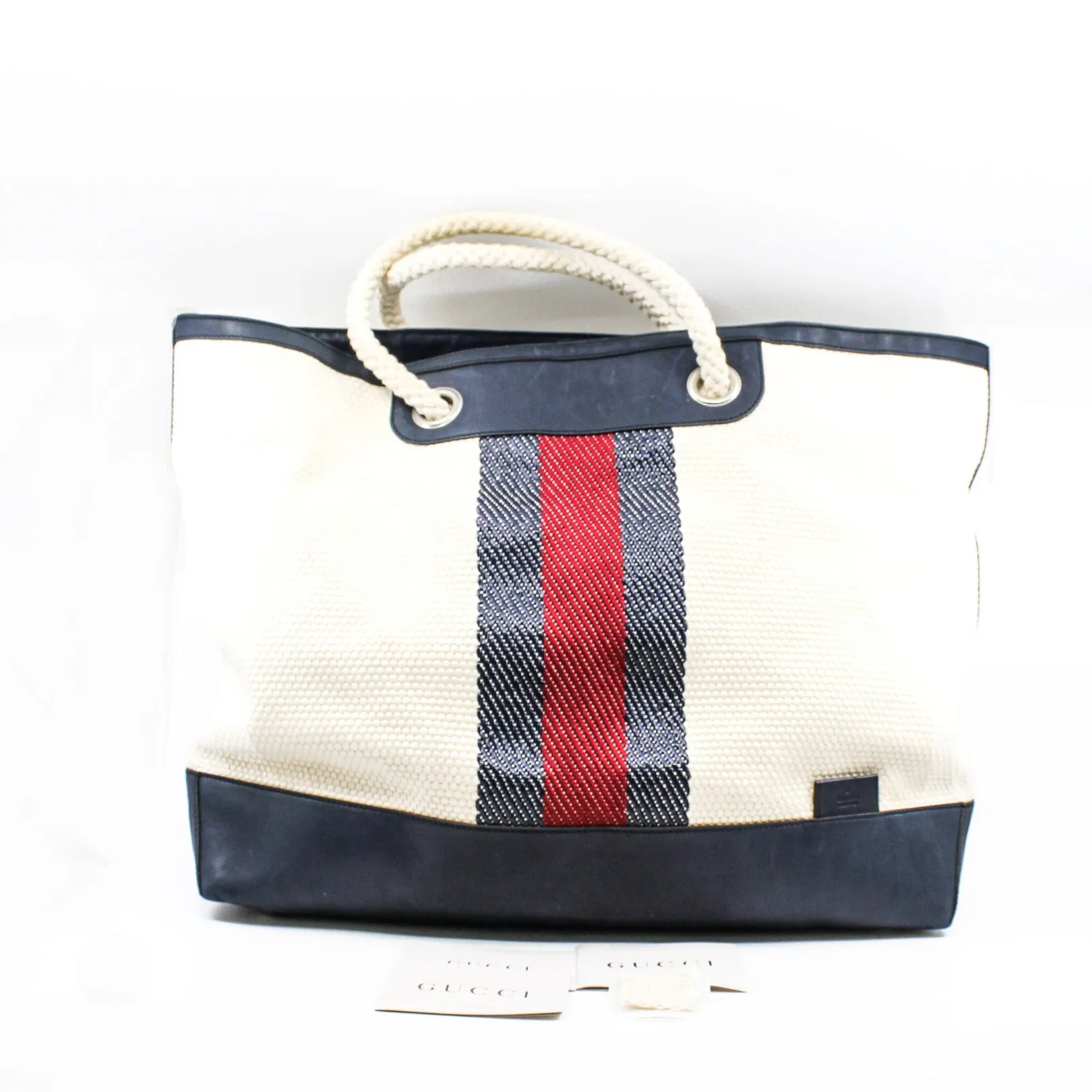 large tote in fabirc white/red/blue