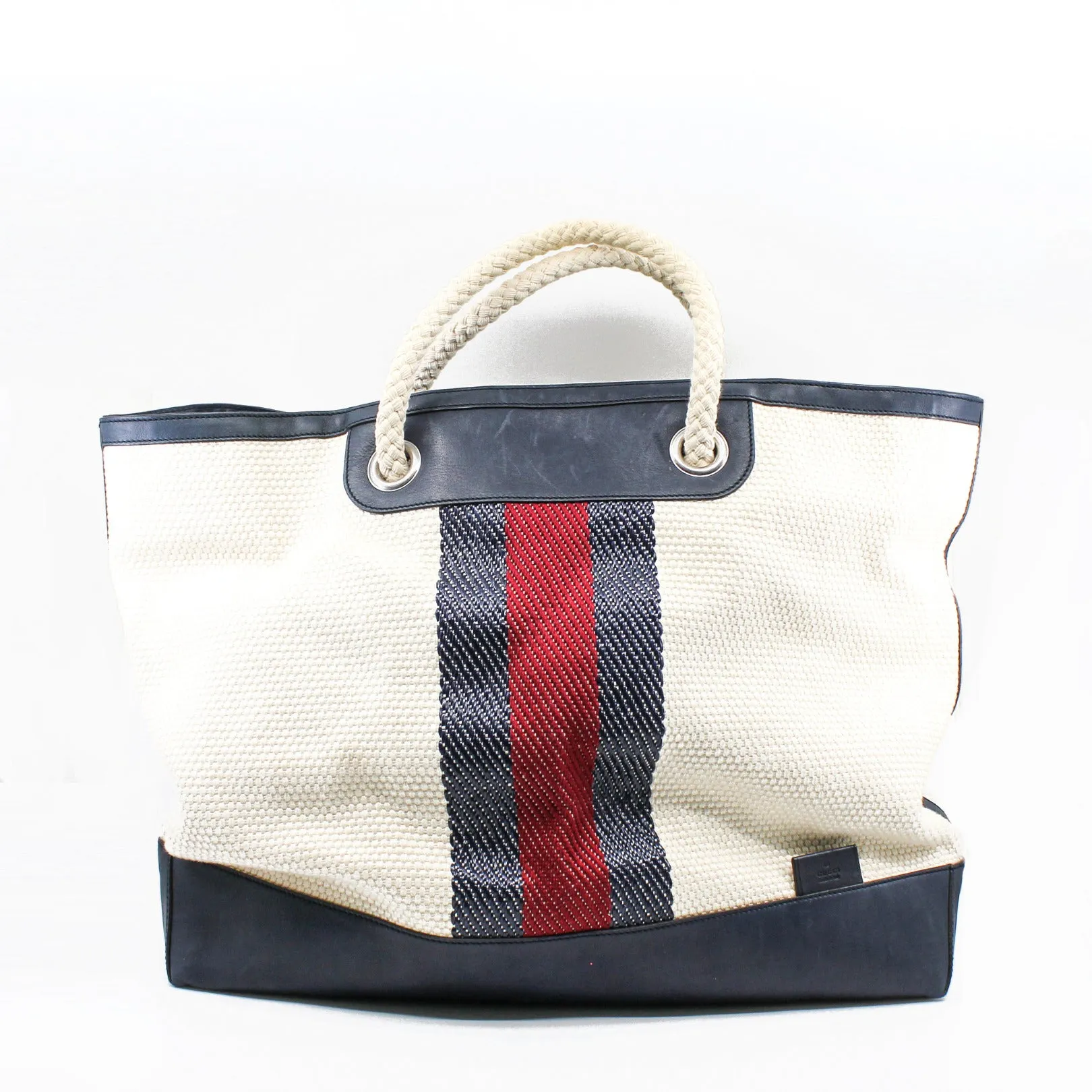 large tote in fabirc white/red/blue