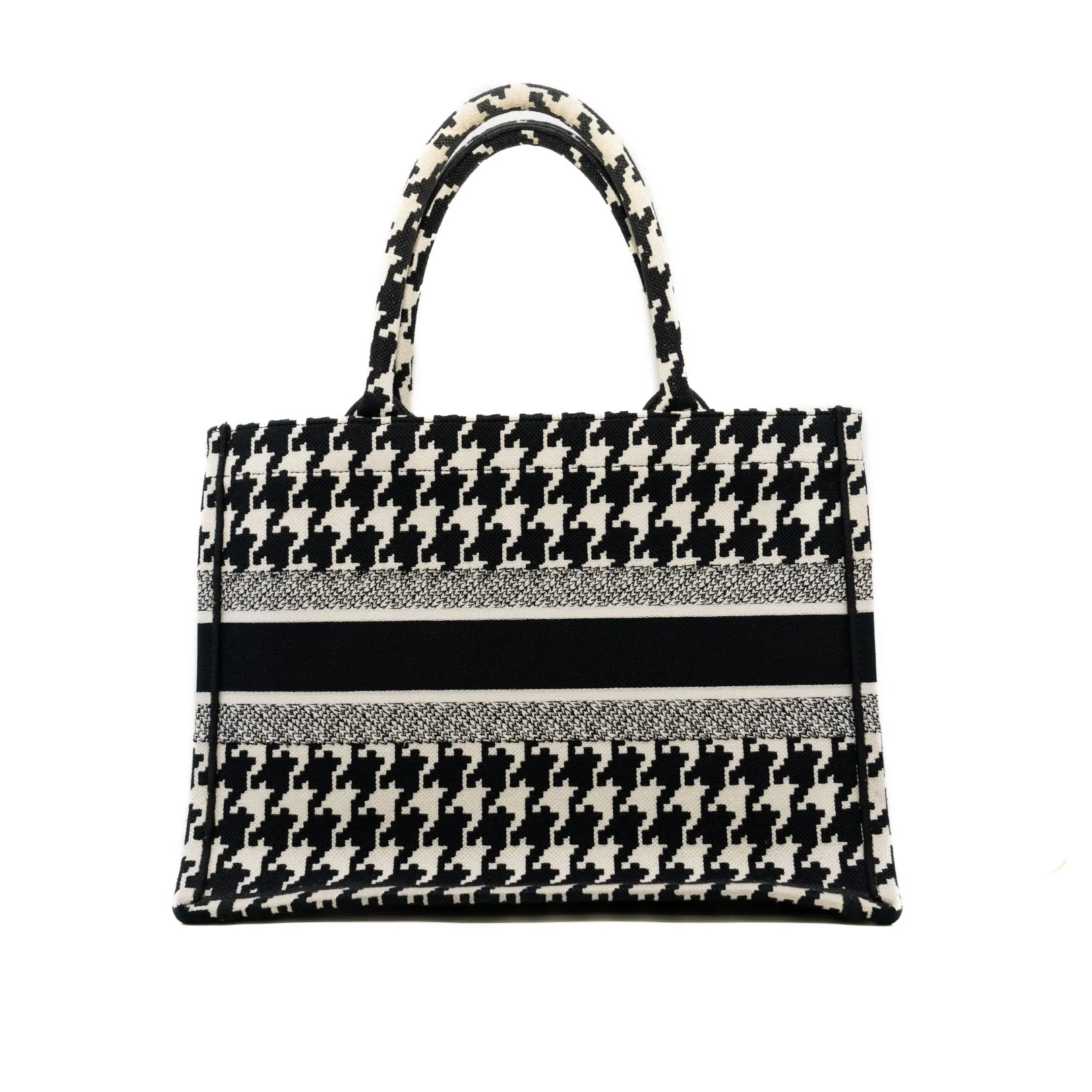 Medium Book Tote Houndstooth Embroidery Black/White 2021