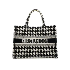 Medium Book Tote Houndstooth Embroidery Black/White 2021