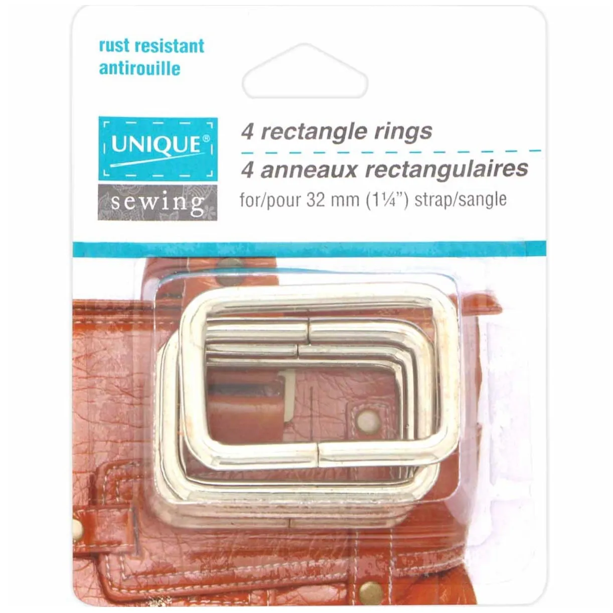 Metal Rectangle Rings - 38mm (1 1/2″) - Silver - 4 pcs.