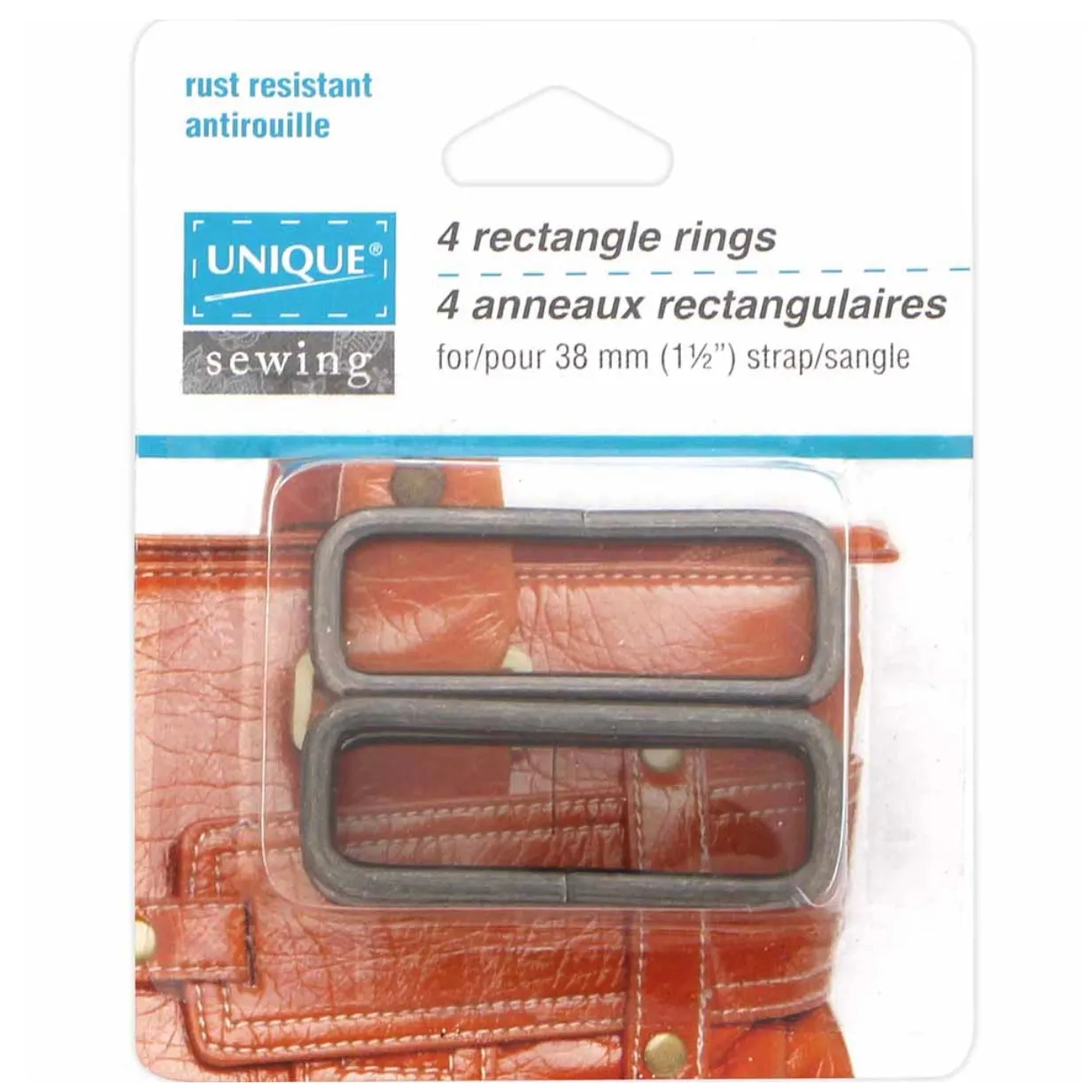 Metal Rectangle Rings - 38mm (1 1/2″) - Silver - 4 pcs.