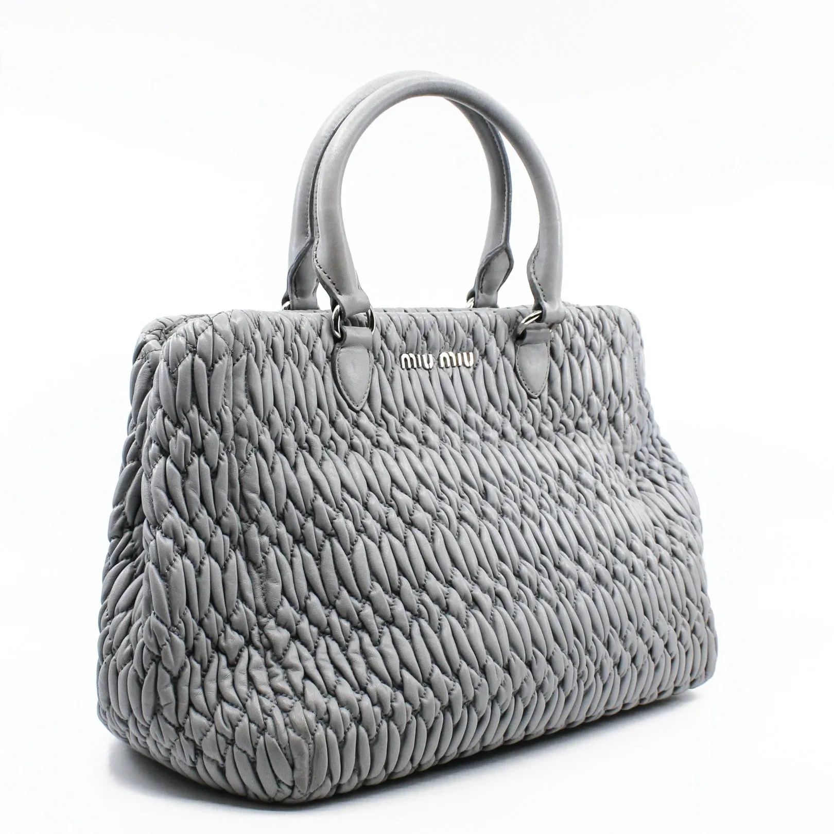 miumiu tote lamb skin grey