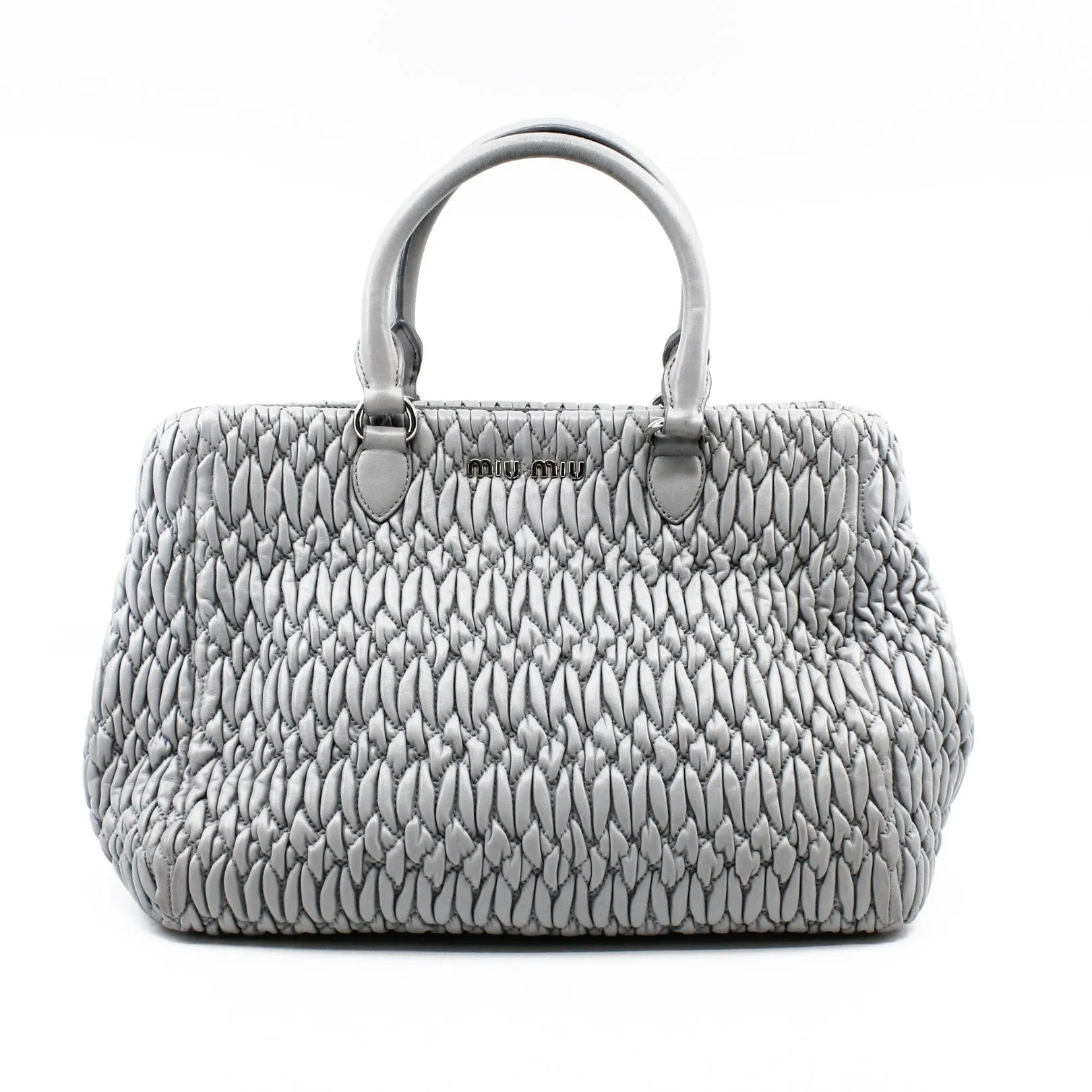 miumiu tote lamb skin grey