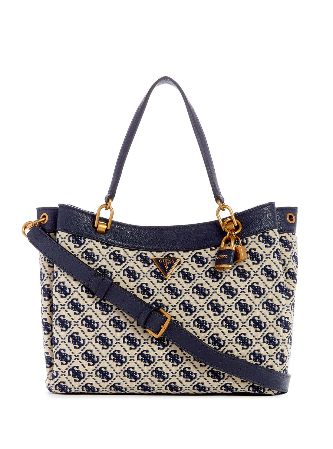 Navy Blue Logo Shemara Girlfriend Satchel Bag