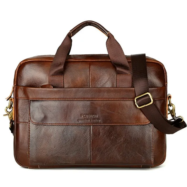 Osmond Men Briefcases Lawyer Genuine Leather Handbag