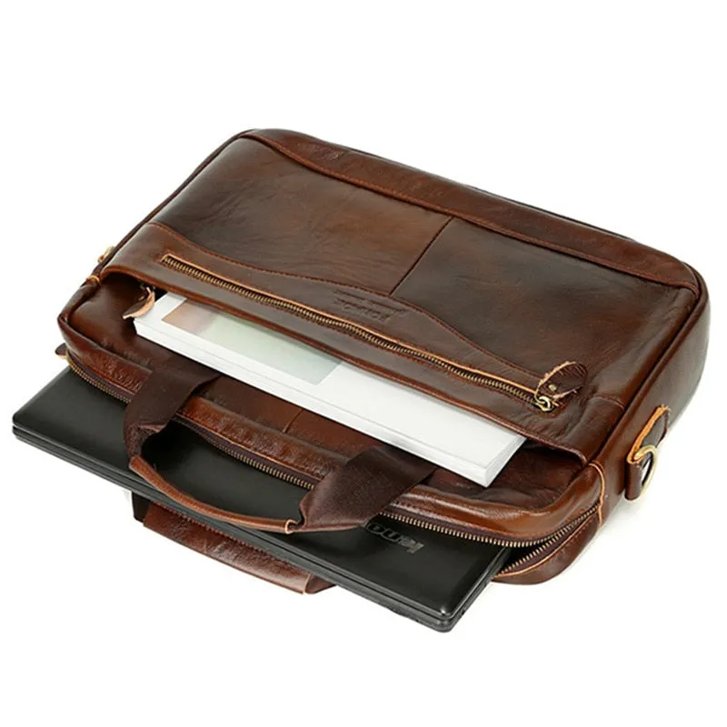 Osmond Men Briefcases Lawyer Genuine Leather Handbag