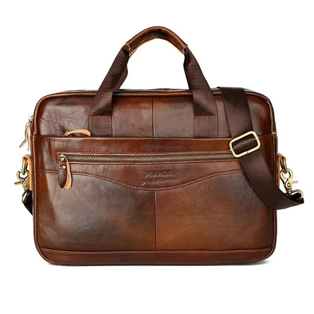 Osmond Men Briefcases Lawyer Genuine Leather Handbag