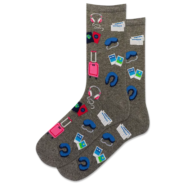 "Travel Musts" Cotton Crew Socks by Hot Sox