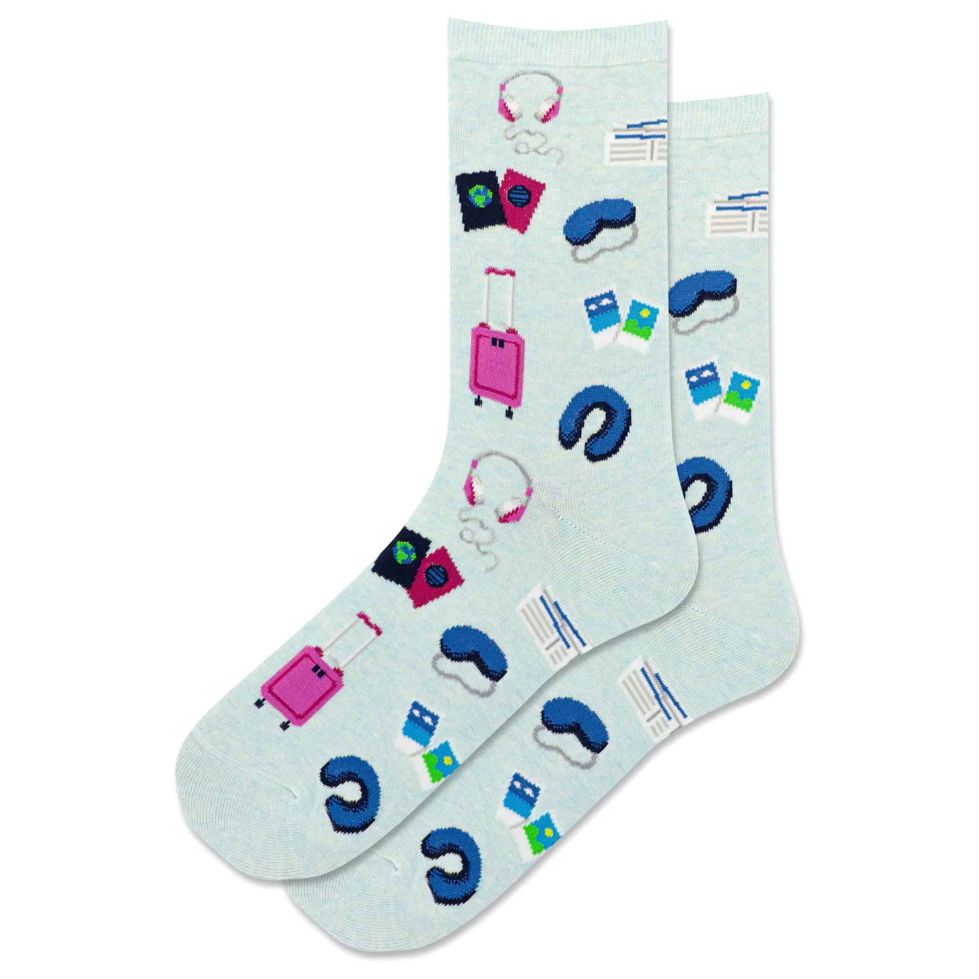 "Travel Musts" Cotton Crew Socks by Hot Sox