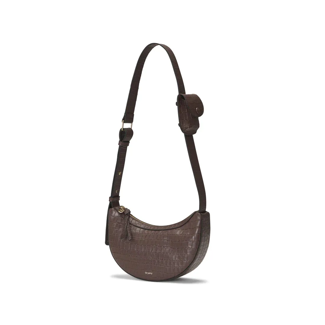 ROOCKIE CROCO CROSSBODY - DEEP BROWN