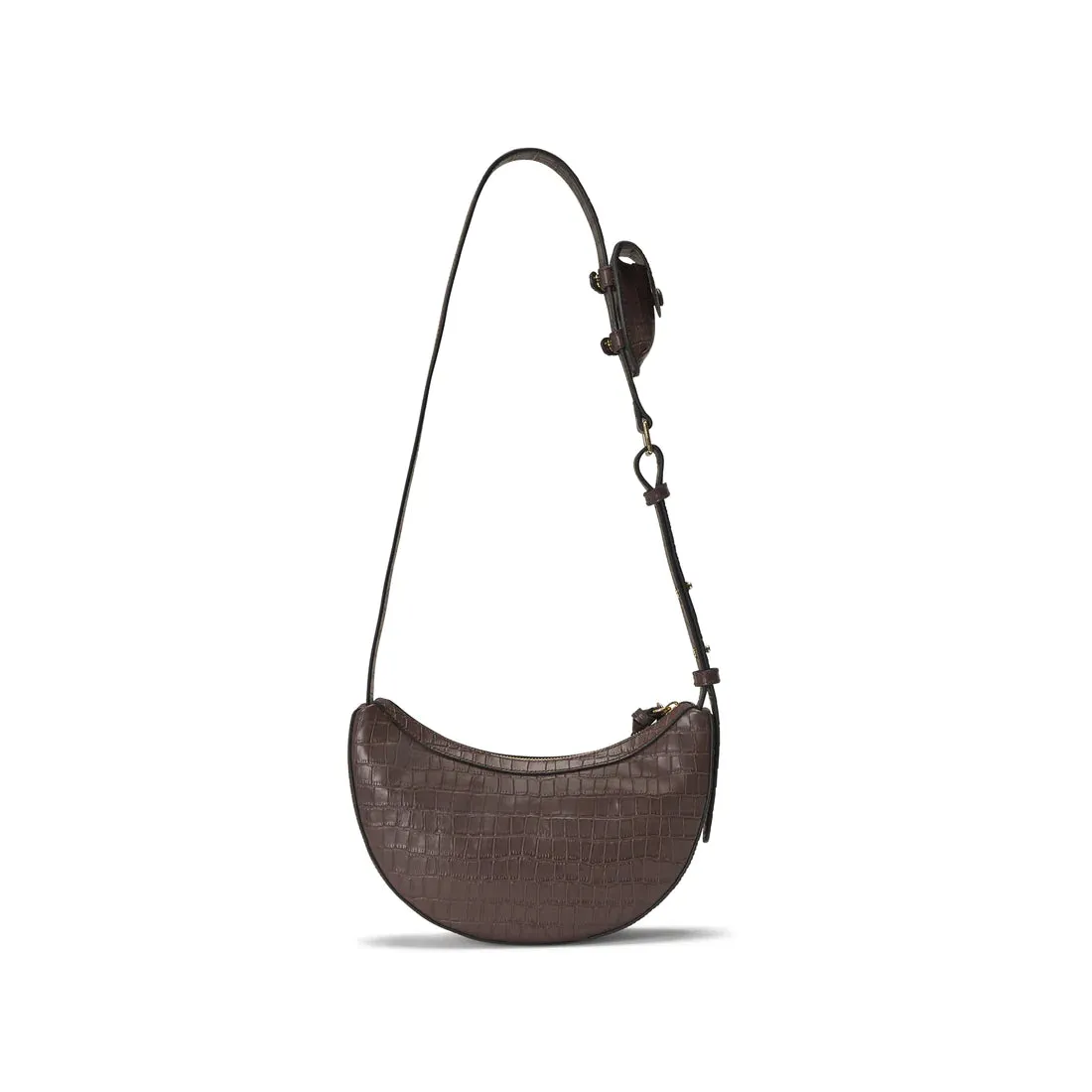 ROOCKIE CROCO CROSSBODY - DEEP BROWN