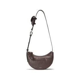 ROOCKIE CROCO CROSSBODY - DEEP BROWN