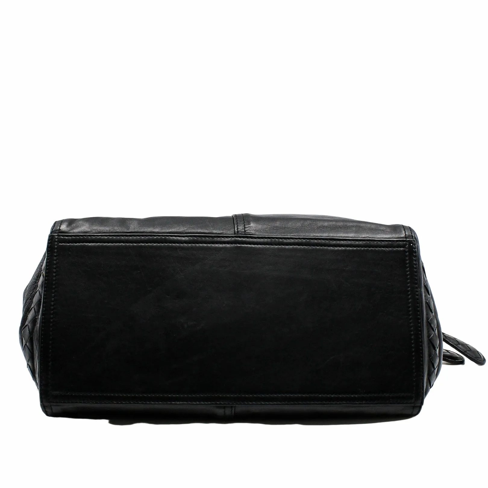 RUCHED TOTE BAG leather black