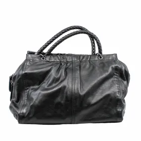 RUCHED TOTE BAG leather black