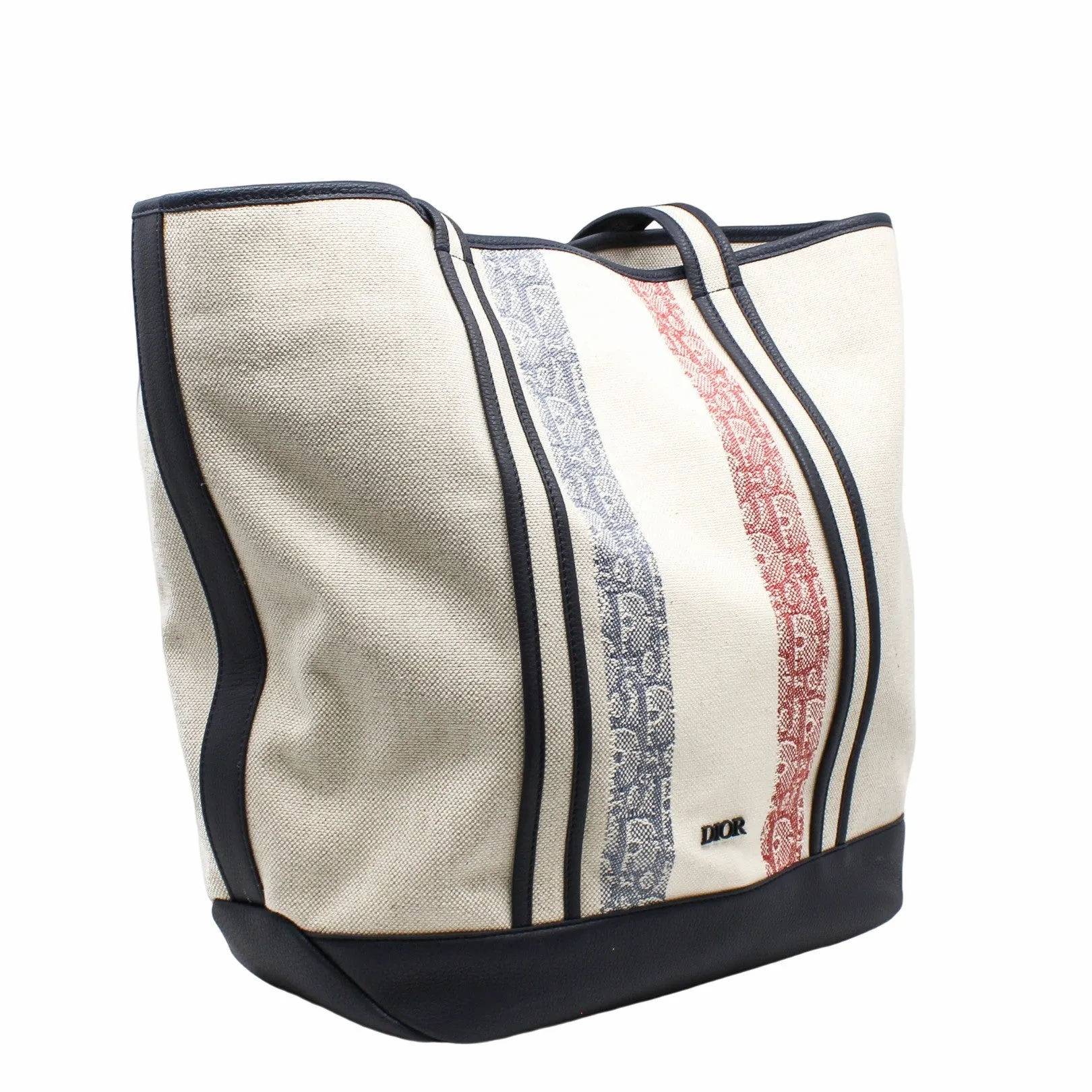 TOTE navy with beige fabric red line with strap