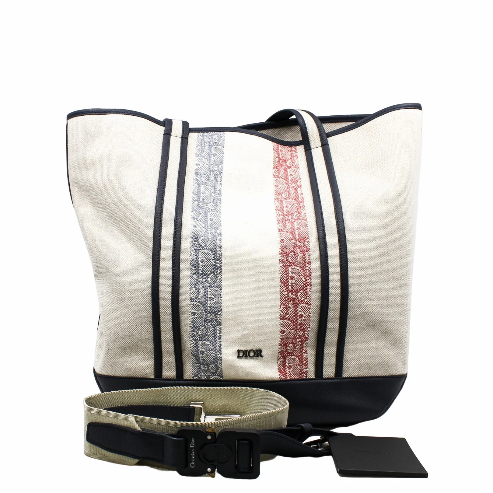 TOTE navy with beige fabric red line with strap