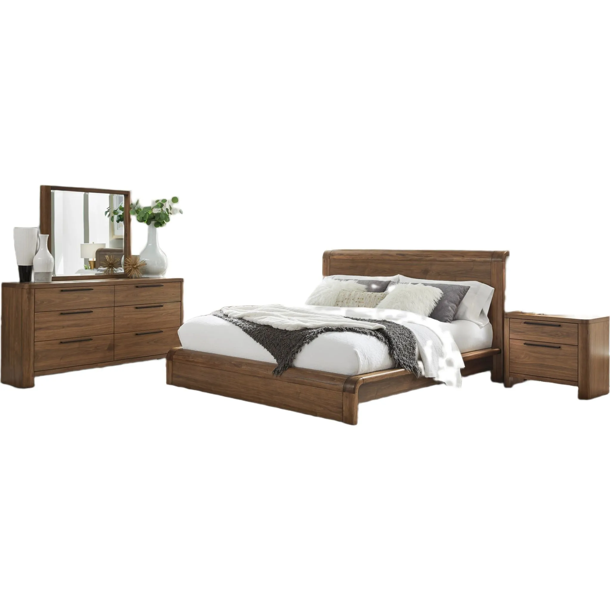 Totes 6 Piece Sleigh Bedroom - English Walnut