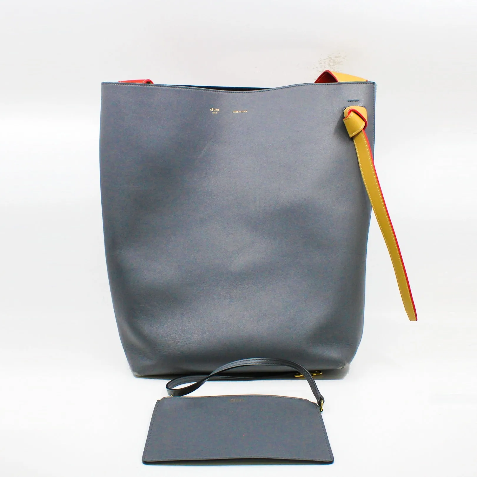 TWISTED  tote leather blue beige orange