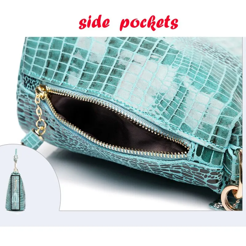 Vvsha Designer Shiny Graceful Crocodile Grain Women's 100% Genuine Leather Embossed Cross Body Handbags*Free Shipping GY14