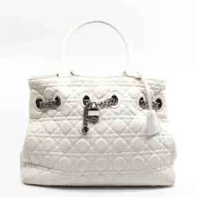 White Cannage Leather Chri Chri Tote Bag PHW